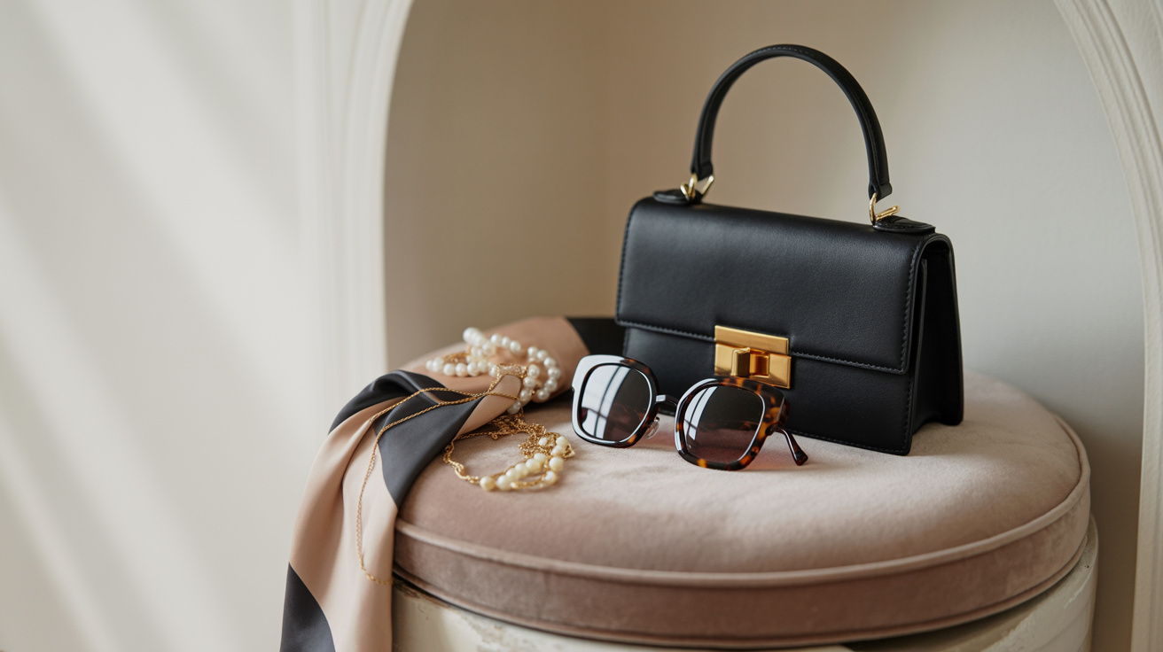 Stylish fashion accessories artfully displayed